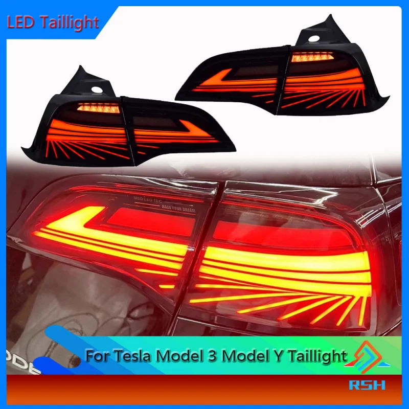 

For Tesla Model 3 Taillight Assembly Model Y Modification Phantom LED Dynamic Water Flow Brake Tail Light Assembly Plug And Play