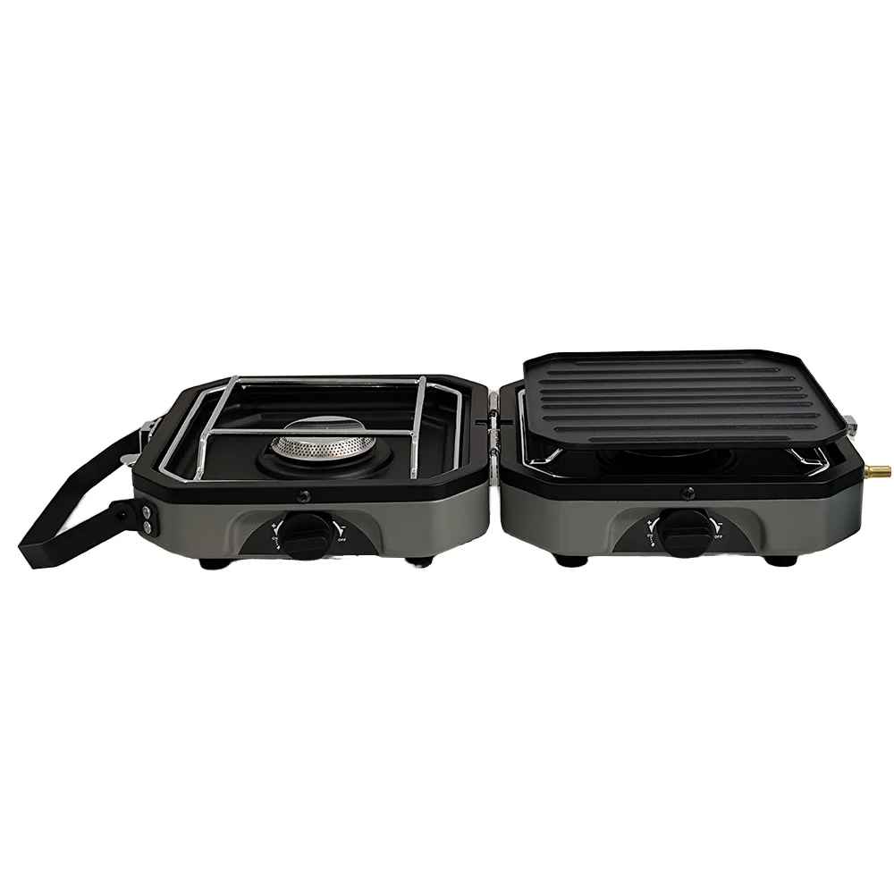 for Easy Carry Compact Travel Kitchen Equipment Mini Portable Outdoor Gas Oven Two Burner with Camping Bag Folding Design