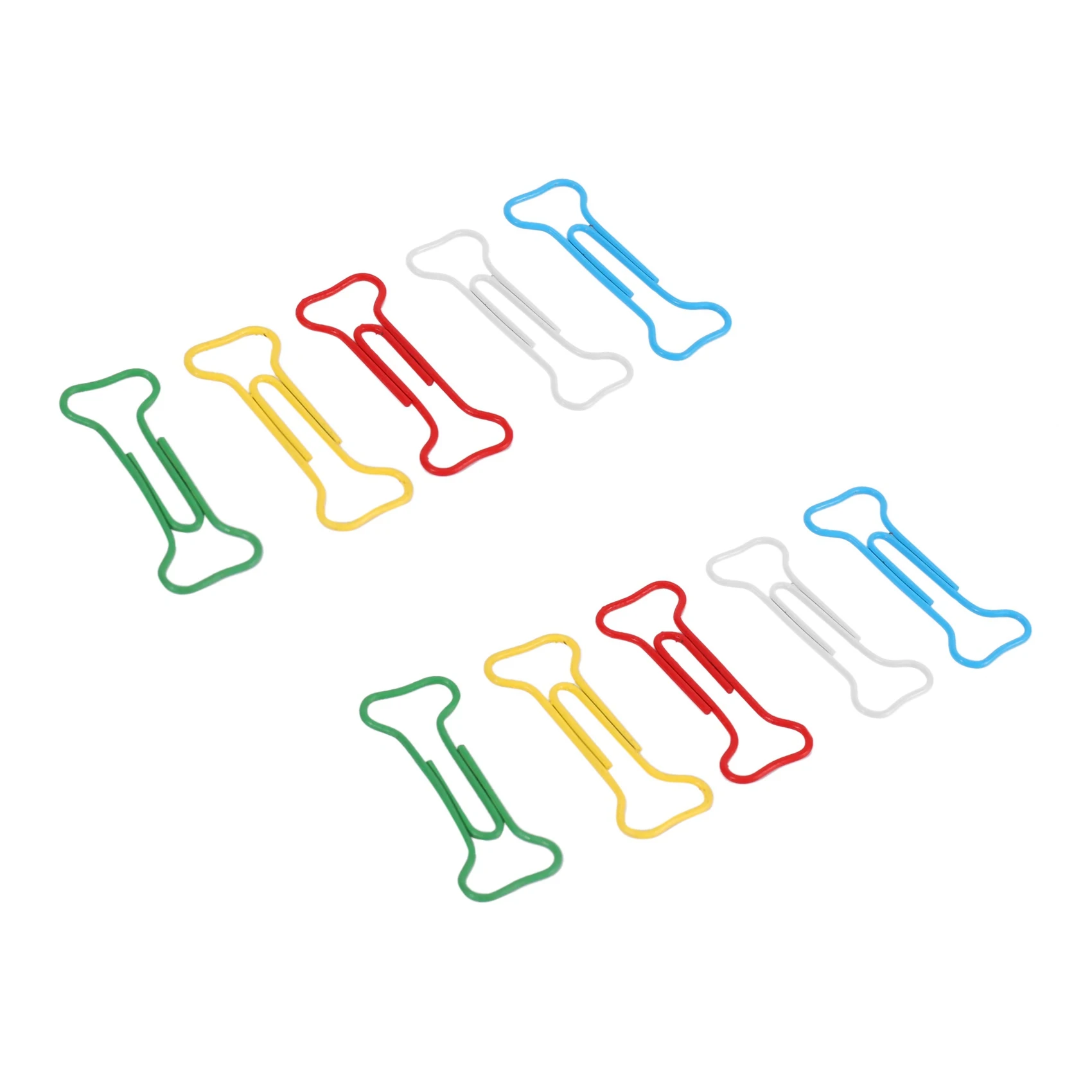 200Pcs Bone Shape Multicolor Metal Paper Clips