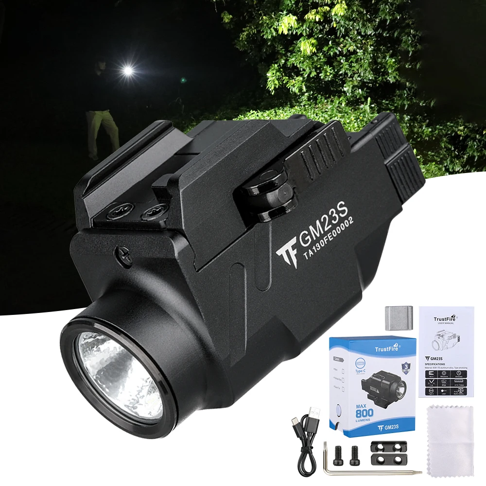 

TrustFire GM23s 800 люмен пистолет тактический фонарик зеленый лазерный прицел быстросъемный фонарь для оружия GLOCK 20 мм крепление на рейку Пикатинни