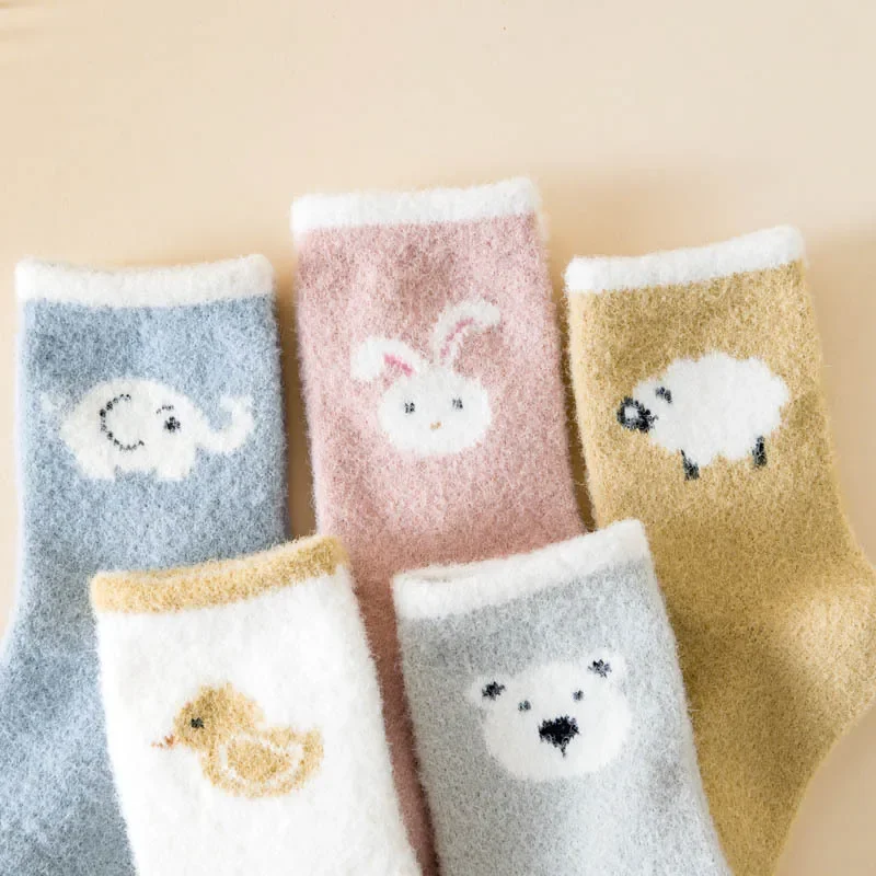 Baby Socks Autumn and Winter Thick Warm Baby Plush Socks Children\'s Coral Velvet Floor Socks 0-3 Years