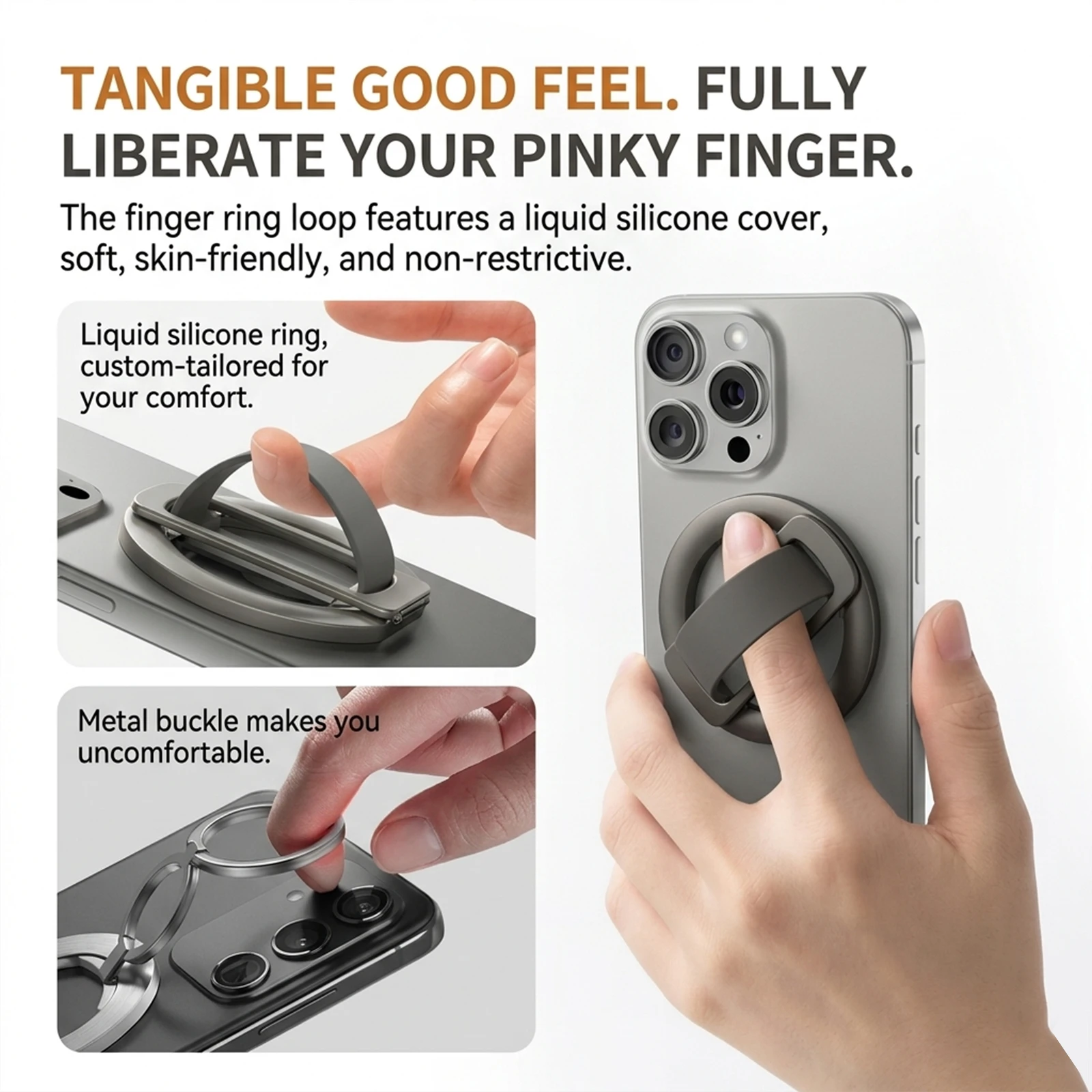 Universal Magnetic Folding Phone Stand Grip Silicone Finger Phone Holder Ring 360° Rotation Holder For Magsafe iPhone Samsung - view 4