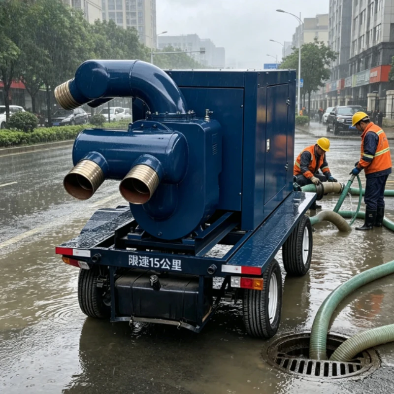 Flood Control Pump Truck Self Priming Design 8m Suction Lift 37KW Diesel Mobile Drainage Pump For Waterlogging Cleanup