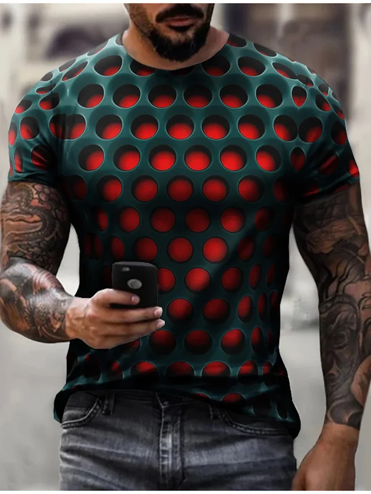 2024 Color Vortex Dizzy Science Fiction 3D Printed T-shirt for Men's Summer Quick Drying Short Sleeve Casual Extra Large Top