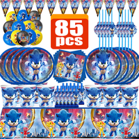 Sonic Birthday Decoration Hedgehog Figure Party Supplies Foil Balloons Noise Makers Tableware Plate Napkin Baby Shower Supplies