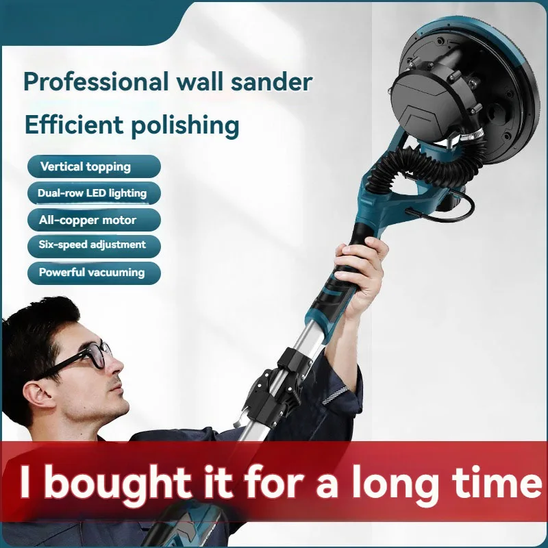 810W 9Inch 225Mm Foldable Wall Sander, Self Dust Collection Dual LED Light Drywall Polisher For Putty Sanding Decoration Renovat