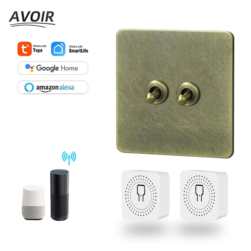 

Avoir Tuya Wireless Switch Smart Life Circuit Breaker Wifi Sensor Module Bronze Toggle Switch Stainless Steel Electrical Sockets