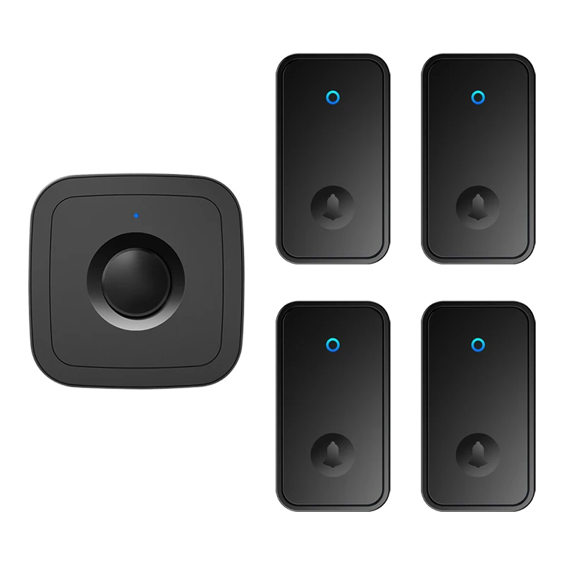 CACAZI Smart Self-Powered Home Wireless Doorbell No Need Battery 60 Ringtones 150 Meters Range Waterproof Remote Ring Bell Black