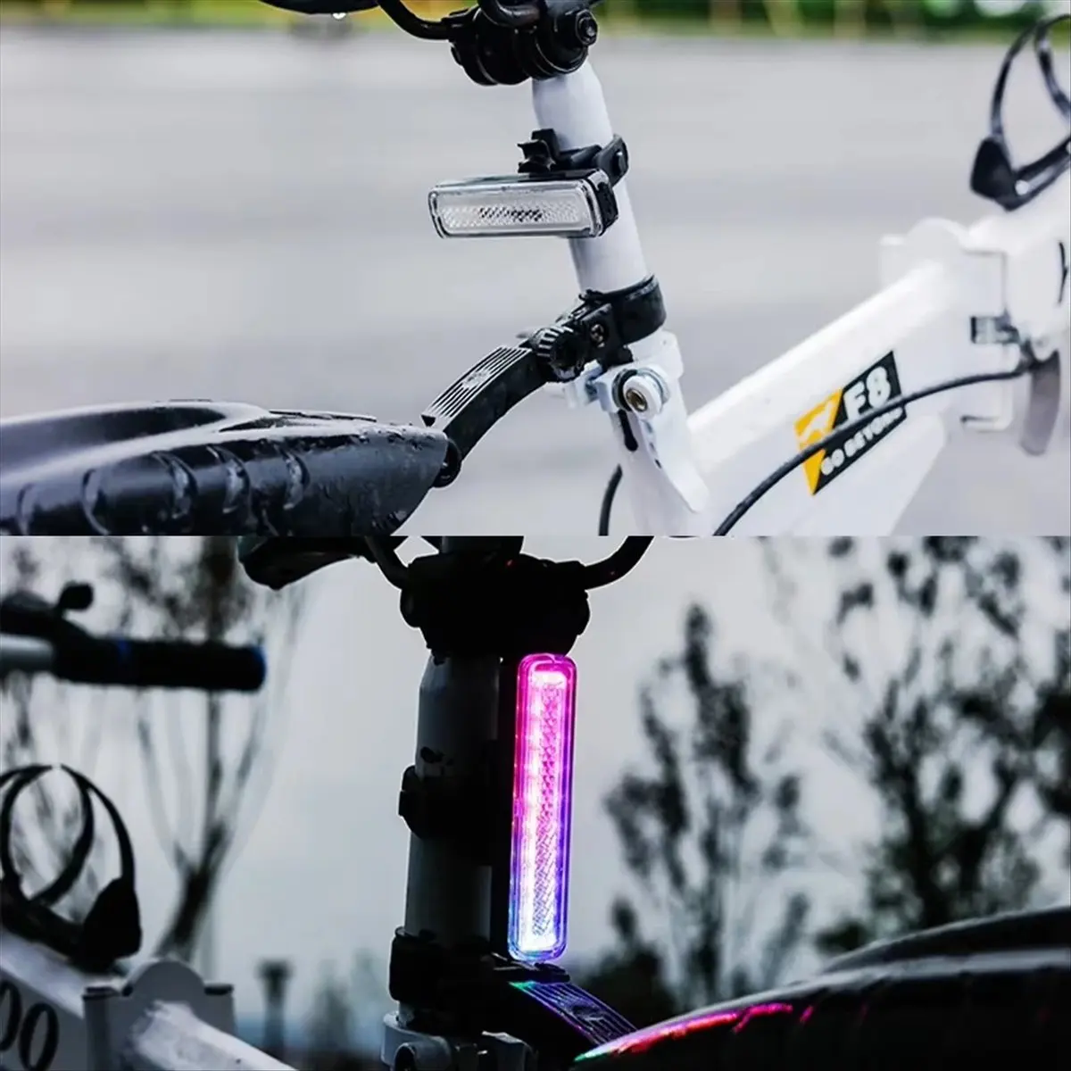 ضوء خلفي للدراجة ABME RGB، ضوء قوس قزح LED مقاوم للماء لخوذة الدراجة/سكوتر، ضوء خلفي تحذيري للسلامة للاستخدام الخارجي