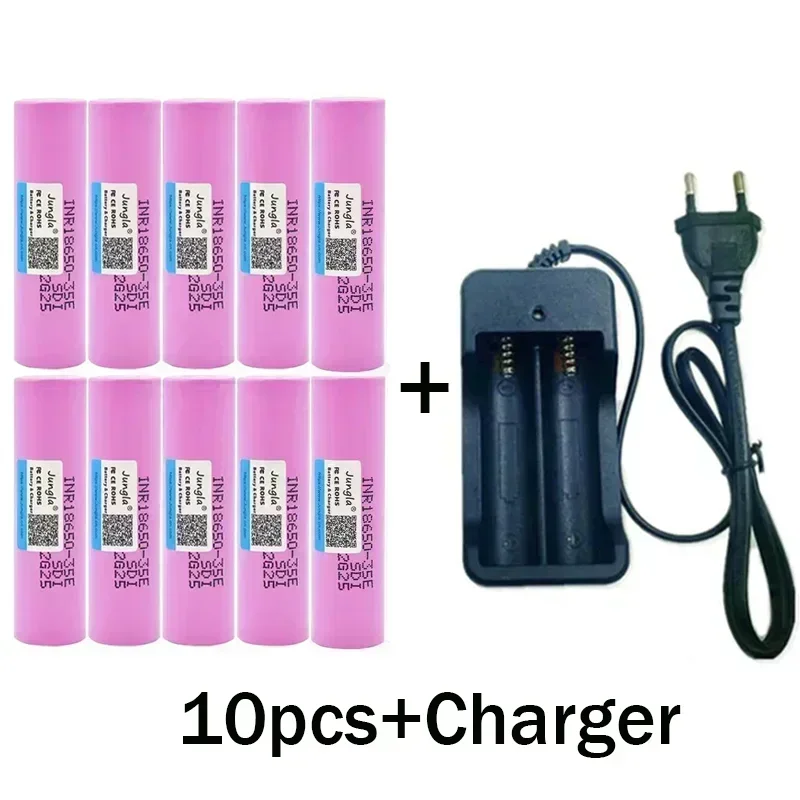 Free shipping 35E lithium-ion 18650 battery 3.7V 3500mAh+charger rechargeable battery for screws flashlight battery