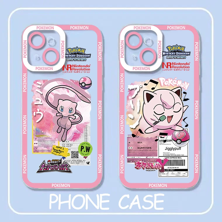 Jigglypuff Ditto Pokemon Anime Transparent Phone Case For iPhone 15 14 13 12 11 Mini XS XR X Pro MAX 8 7 6 6S Plus SE Angel Eyes