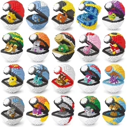 Anime Pokemon Poké Ball Model Micro Building Blocks Bricks DIY Pikachu Charmander Mew Squirtle Figures Set Toy for Children Gift
