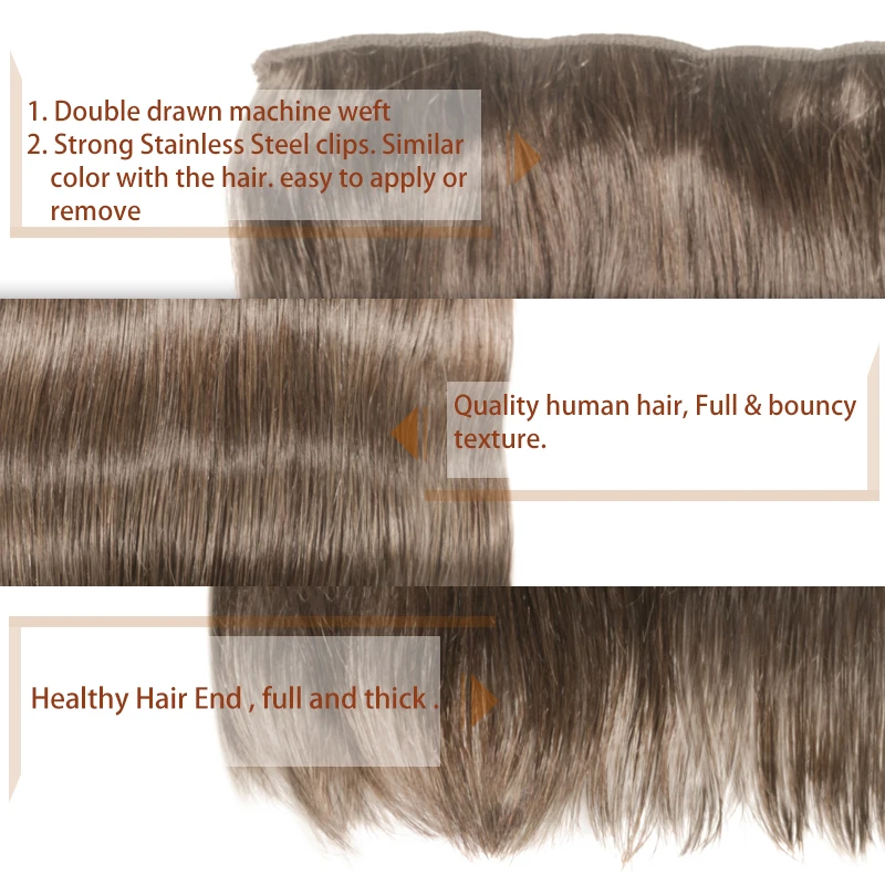 120g/Set Straight Clip in Human Hair Extension 10 inches with 5 clip Real Brazilian Remy Hairpiece Ombre Blonde Color For Women