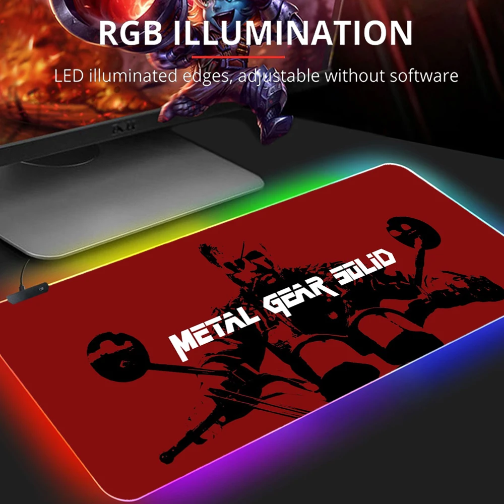 

RGB коврик для мыши, игровые аксессуары для ПК, Mausepad, аниме, металлическое снаряжение, твердый резиновый коврик для мыши, коврики для клавиатуры, кабинета, для ноутбука