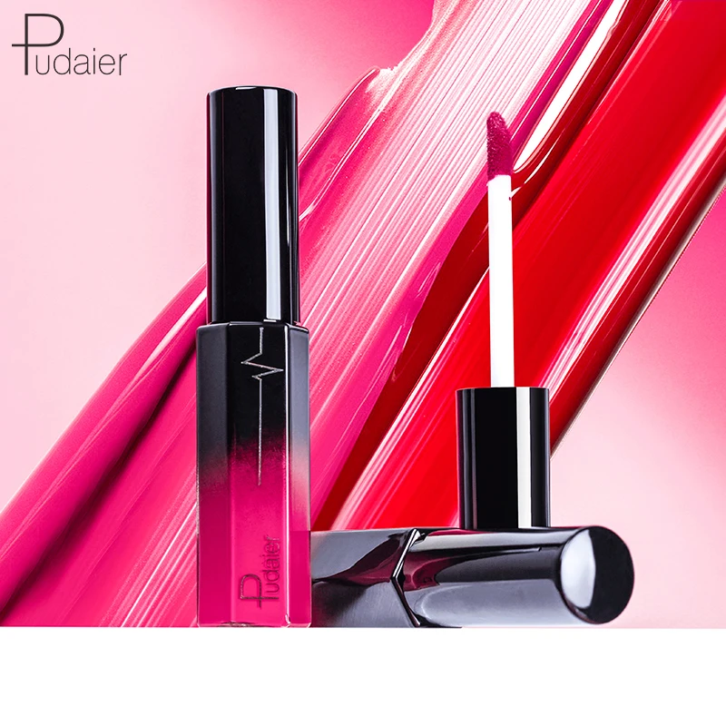 Pudaier-Batom Líquido Semi Matte, Maquiagem Lábios, Meio Brilho Labial Hidratante, Cosméticos Hidratante, Lipgloss, Maquiagem Batom