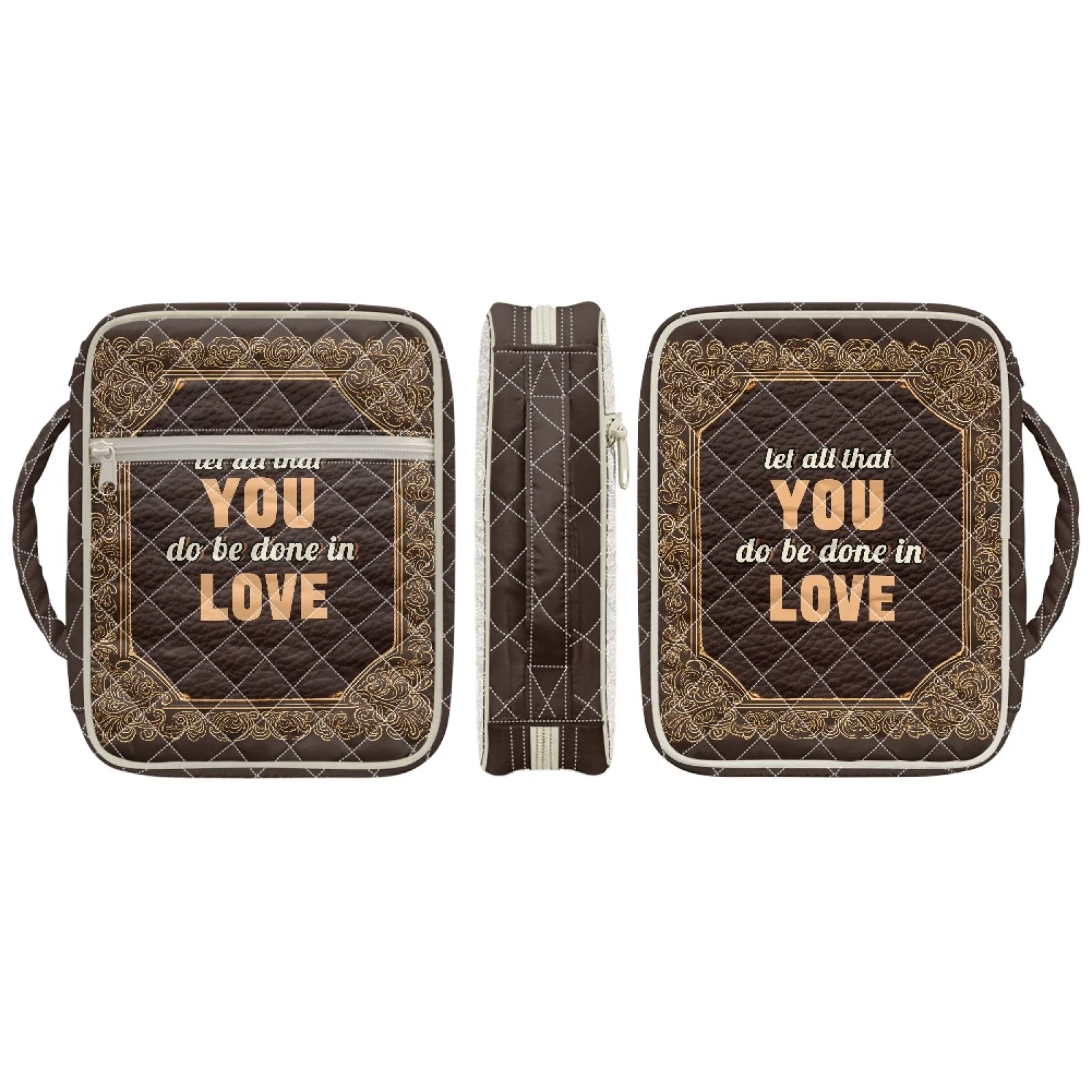 Coloranimal Gold Verse Decor Pocket Quilted Bible Cover for School Stretch Polyester Bible Cover Case 2026 Collection