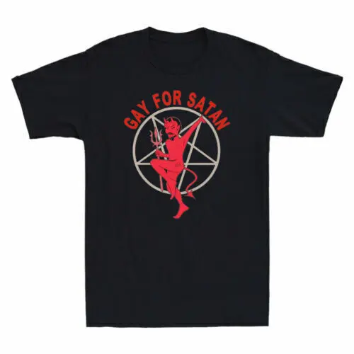 

Gay For Satan Funny Graphic LGBT Pride Month Anime T-shirts unisex 100%Cotton