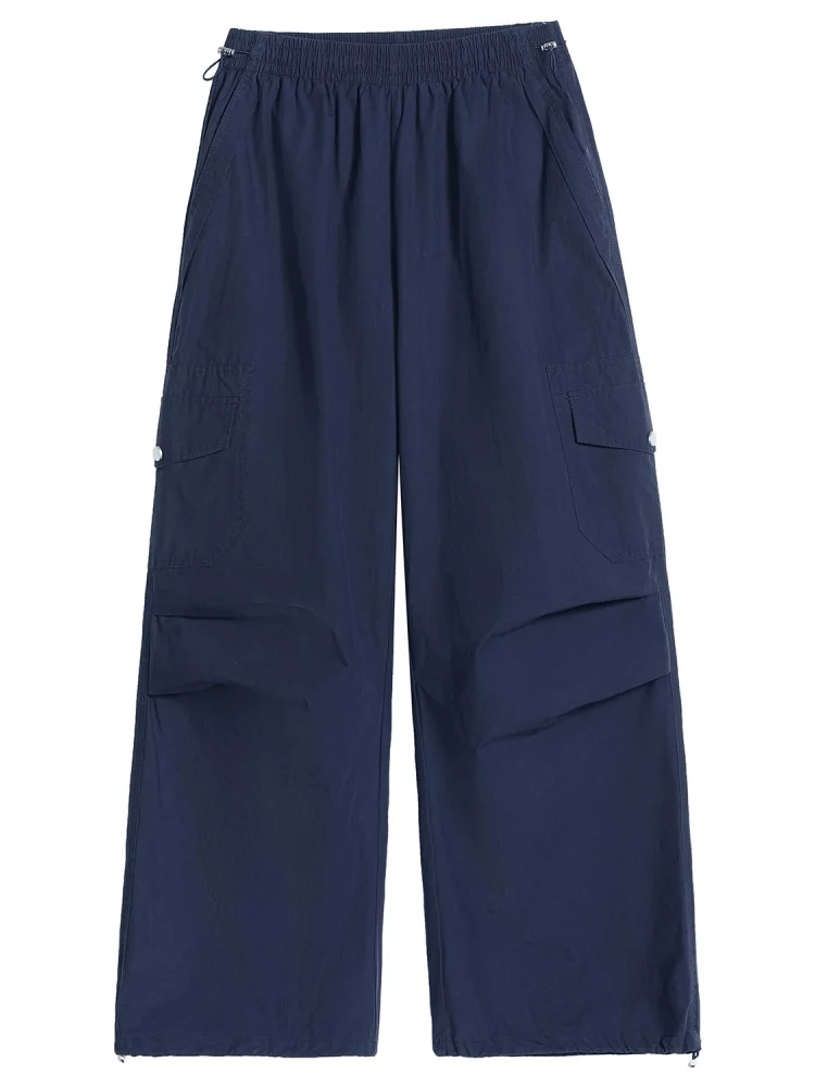 Qui Dry Work Trousers Women's Spring Autumn New Wide Leg Casual Paratrooper High Waist Sports Pants Trendy Cargo Pants