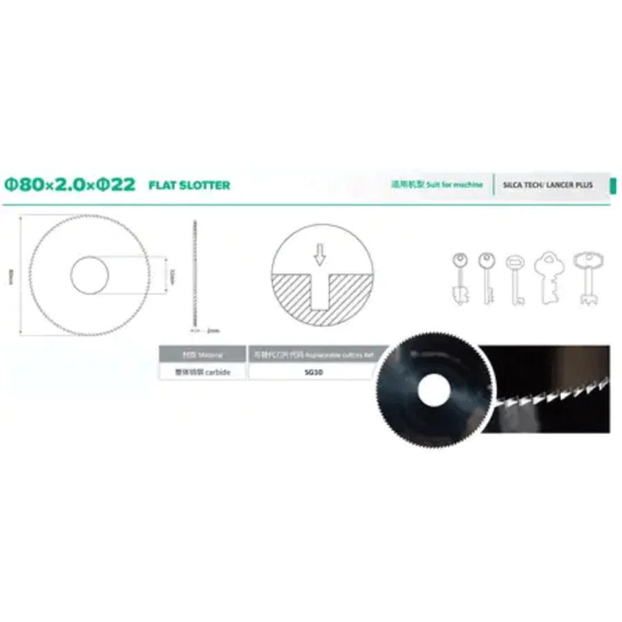 2 Pcs/lot Φ80x2.0xΦ22x100T Flat Slotter Key Machine Cutter Carbide Saw Blade Suitable For SILCA TECH/LANCER PLUS