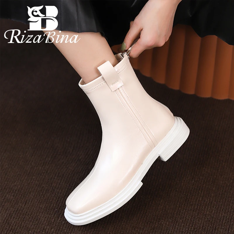 

RIZABINA Size 33-40 Women Ankle Boots Square Toe Winter Ins Shoes For Woman Fashion Daily Short Boot Female Daily Footwear