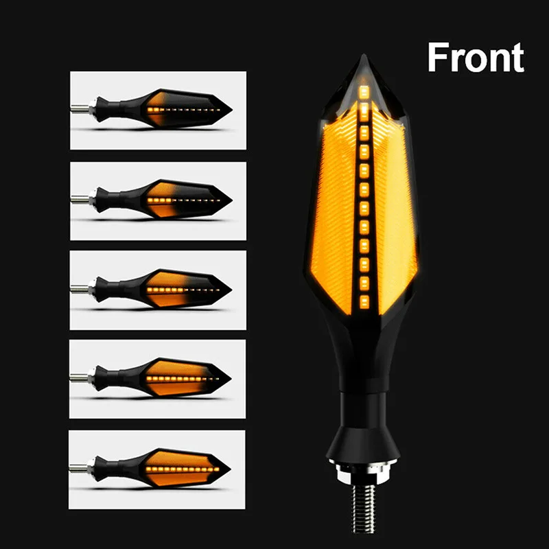 2pcs 8mm Motorcycle LED Turn Signal Lamp Sequential Flowing Flash Indicator Lights Amber Running Light Motorcycle Tail Light