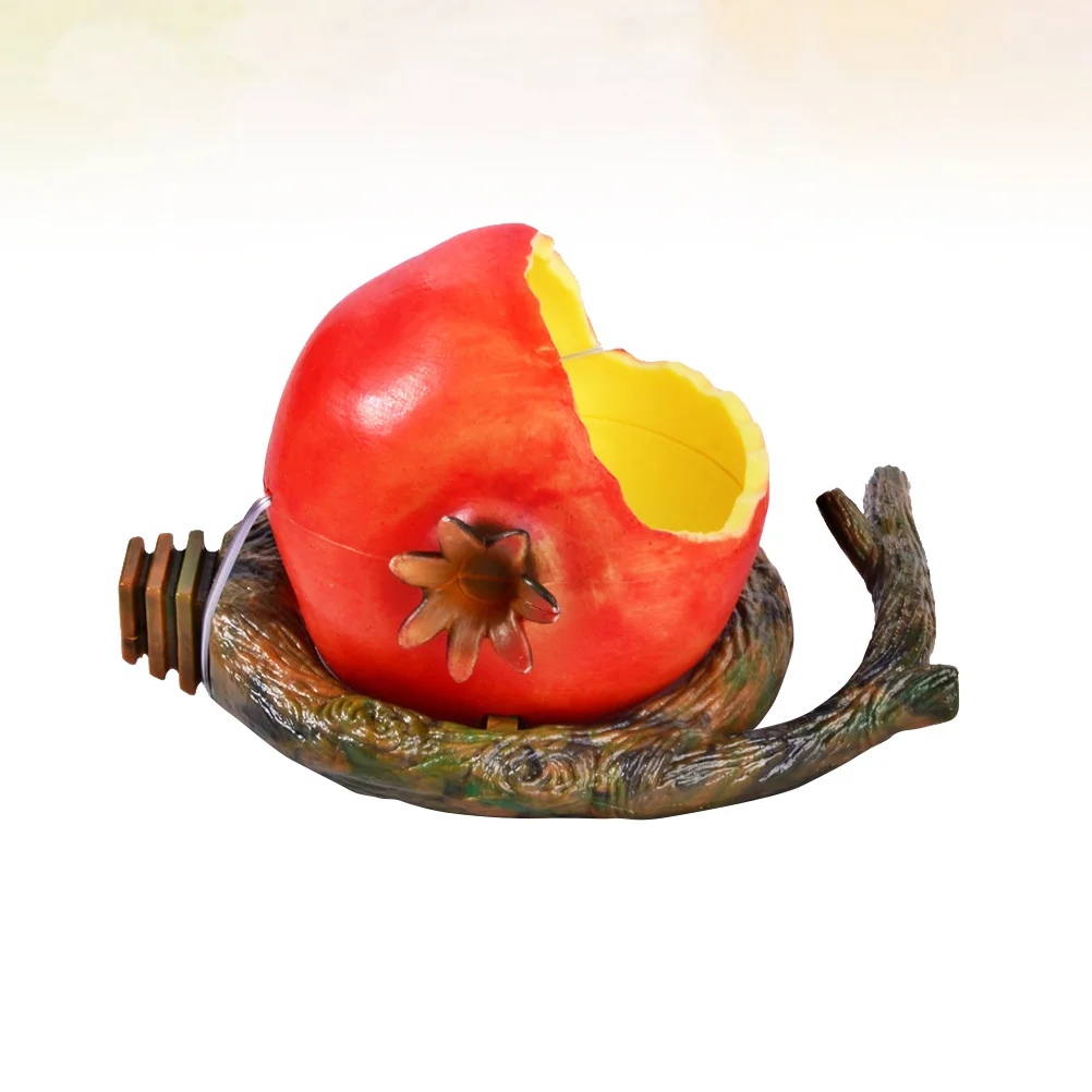 

Flat Base Simulation Pomegranate Branch Shaped Plastic Feeding Bowl Red Creative Cage Mounted Food Container Safe Eco Friendly