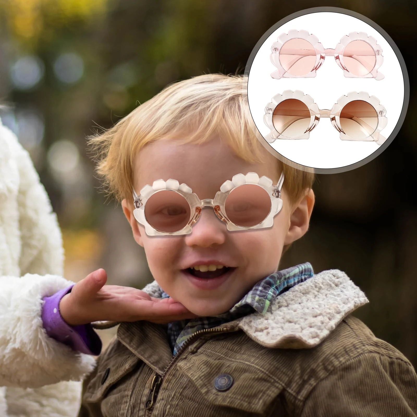 

2 Pcs Baby Sunglasses Transparent Tea Irregular Shaped Kids Fashion PC Material Funny Creative Design Party