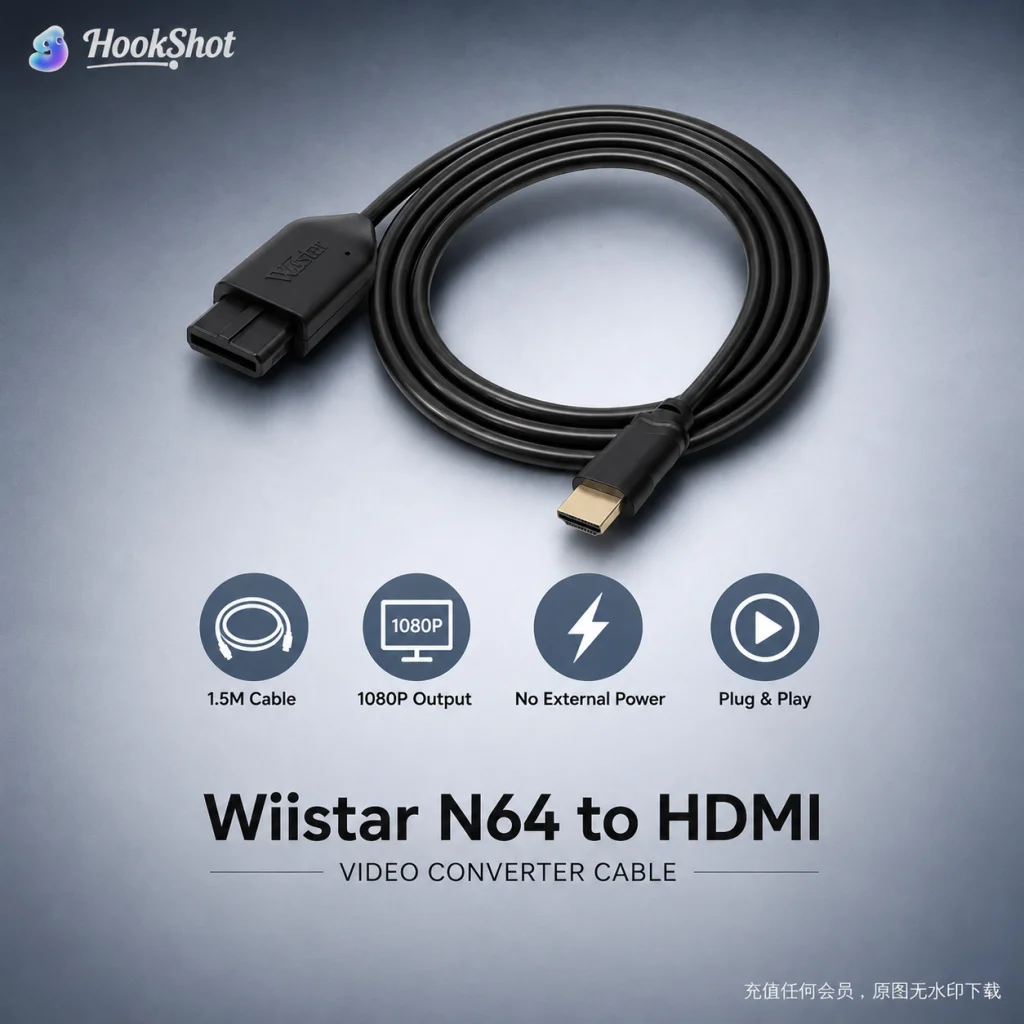 Convertidor de N64 a HDMI, Adaptador para Consola de Juegos, Cable de Conexión HD de 1.5M, Plug and Play para N64/GameCube/SNES