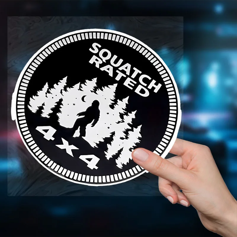 ALLENG Waterproof Metal Squatch Rated Car Emblem-Durable Decal for Trucks/SUV-4x4 Round Vehicle Badge with Iconic Squatch Design