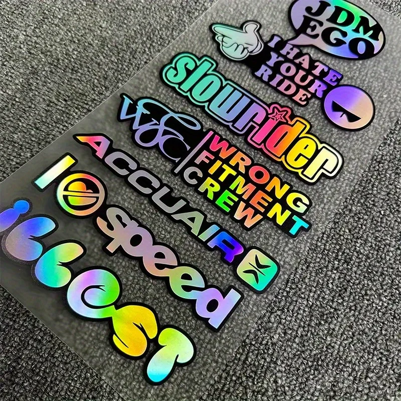 

Набор 2D плоских лазерных цветных наклеек, светоотражающие гоночные декали для кузова автомобиля и мотоцикла, а также для окон