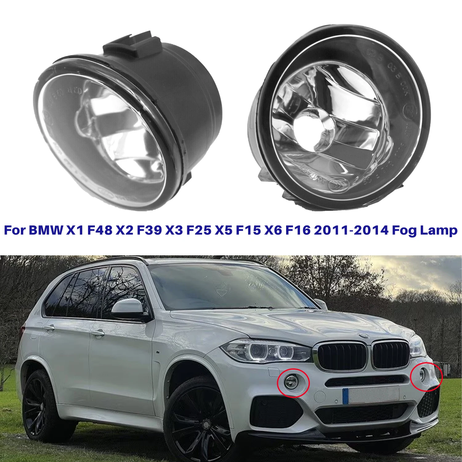 

For BMW X1 F48 X2 F39 X3 F25 X5 F15 X6 F16 2011 2012 2013 2014 Front Fog Light Lamp Housing No Bulb 63177238787 63177238788