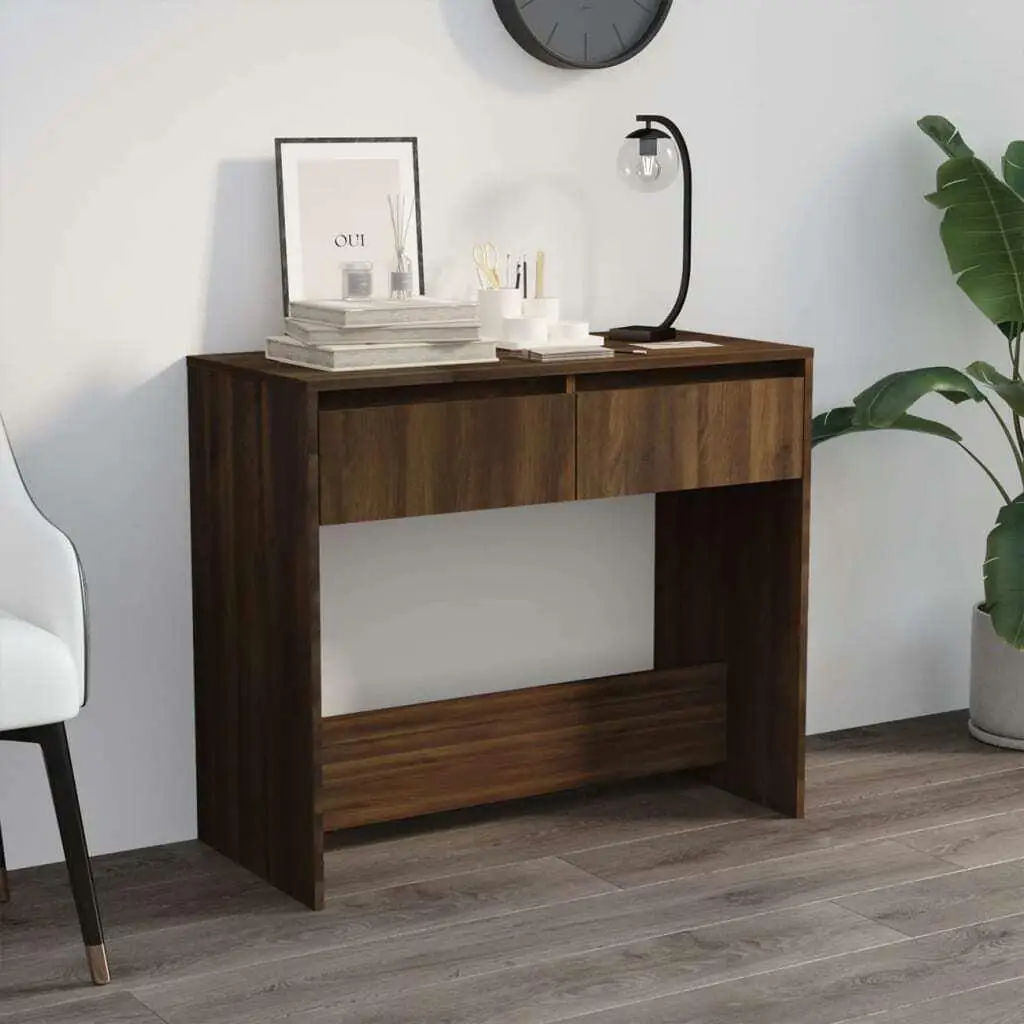 Brown Oak Console Table - 89x41x76.5 cm Engineered Wood Furniture for Entryway & Living Room