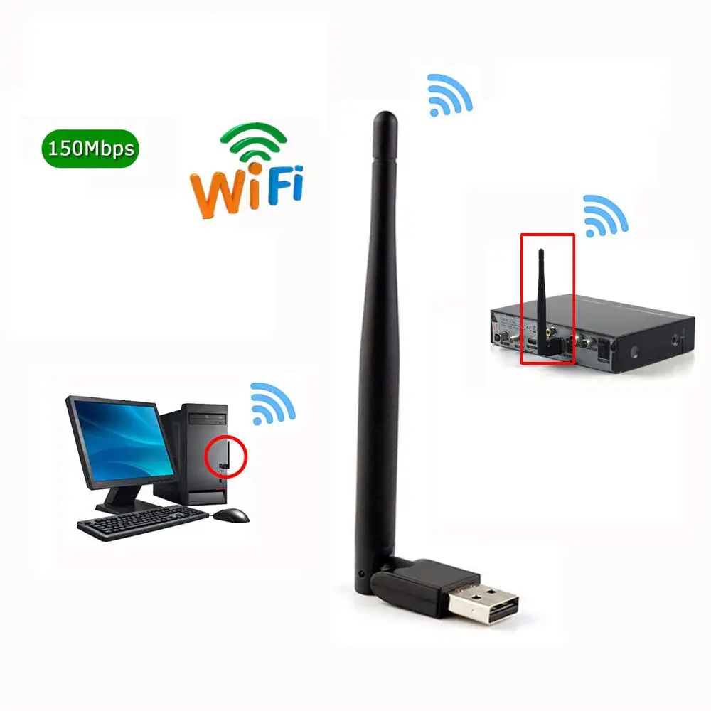 Mini adattatore Wifi Wireless 7601 2.4ghz per Dvb-T2 e Dvb-S2 Tv Box ricevitore Antenna Wifi scheda Lan di rete