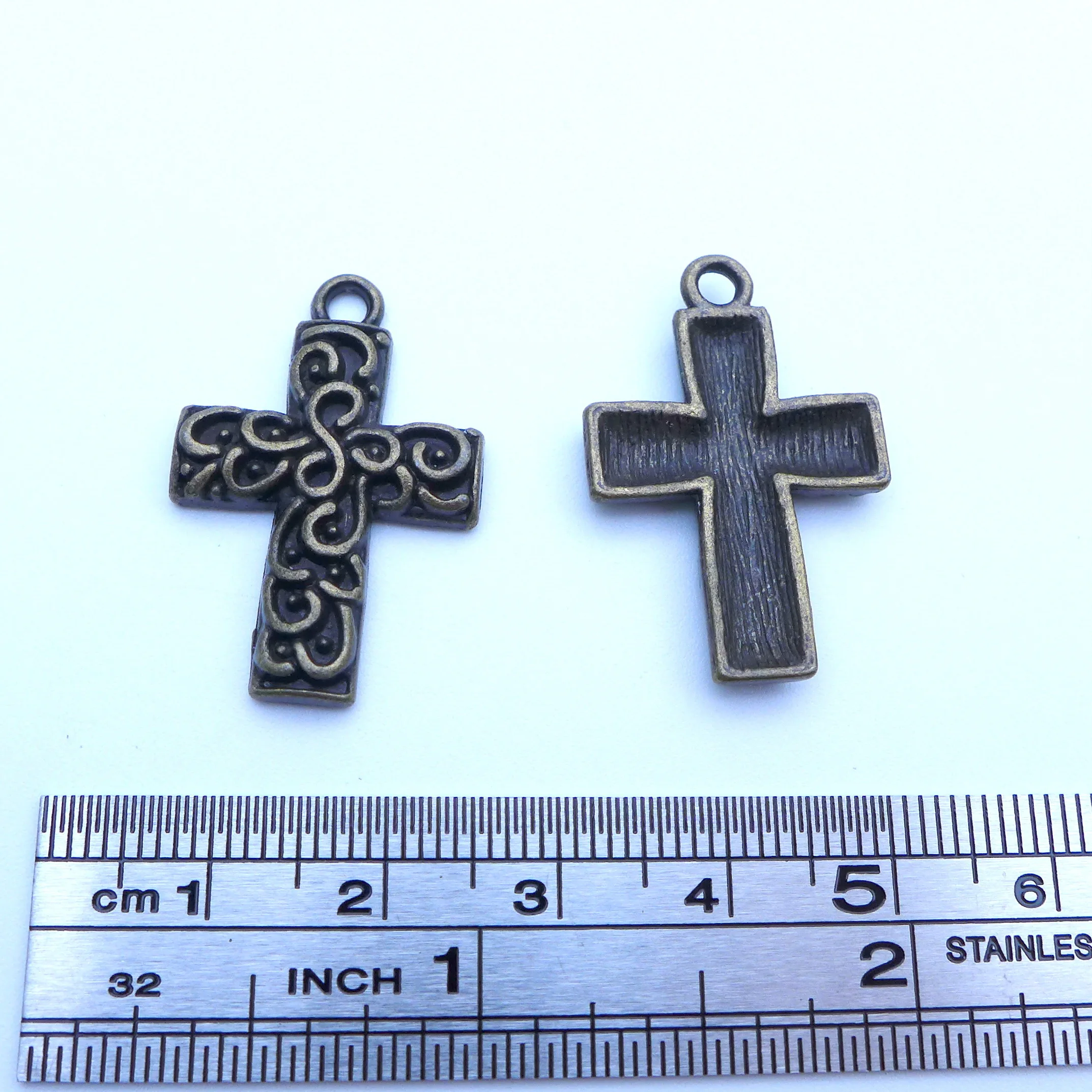 50 pcs 28x19MM Zinc Alloy Antique Bronze Crucifixion Cross Charm Jewelry Earrings for Women Bracelets DIY Free Shipping