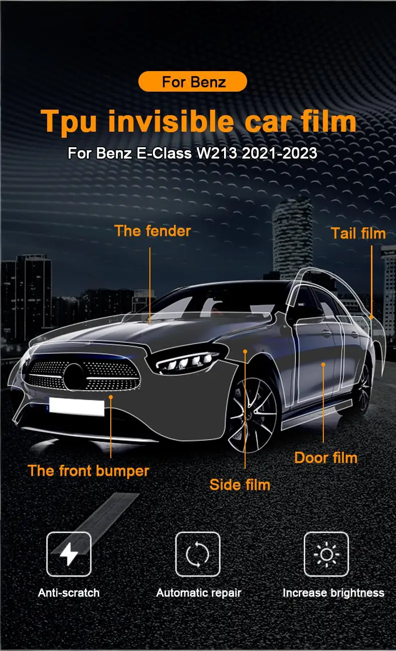 

8.5Mil TPU Paint Protection Film For Mercedes Benz E Class W213 2021-2023 Pre-cut PPF Clear And Matte Bra Anti-Scratch Resistant