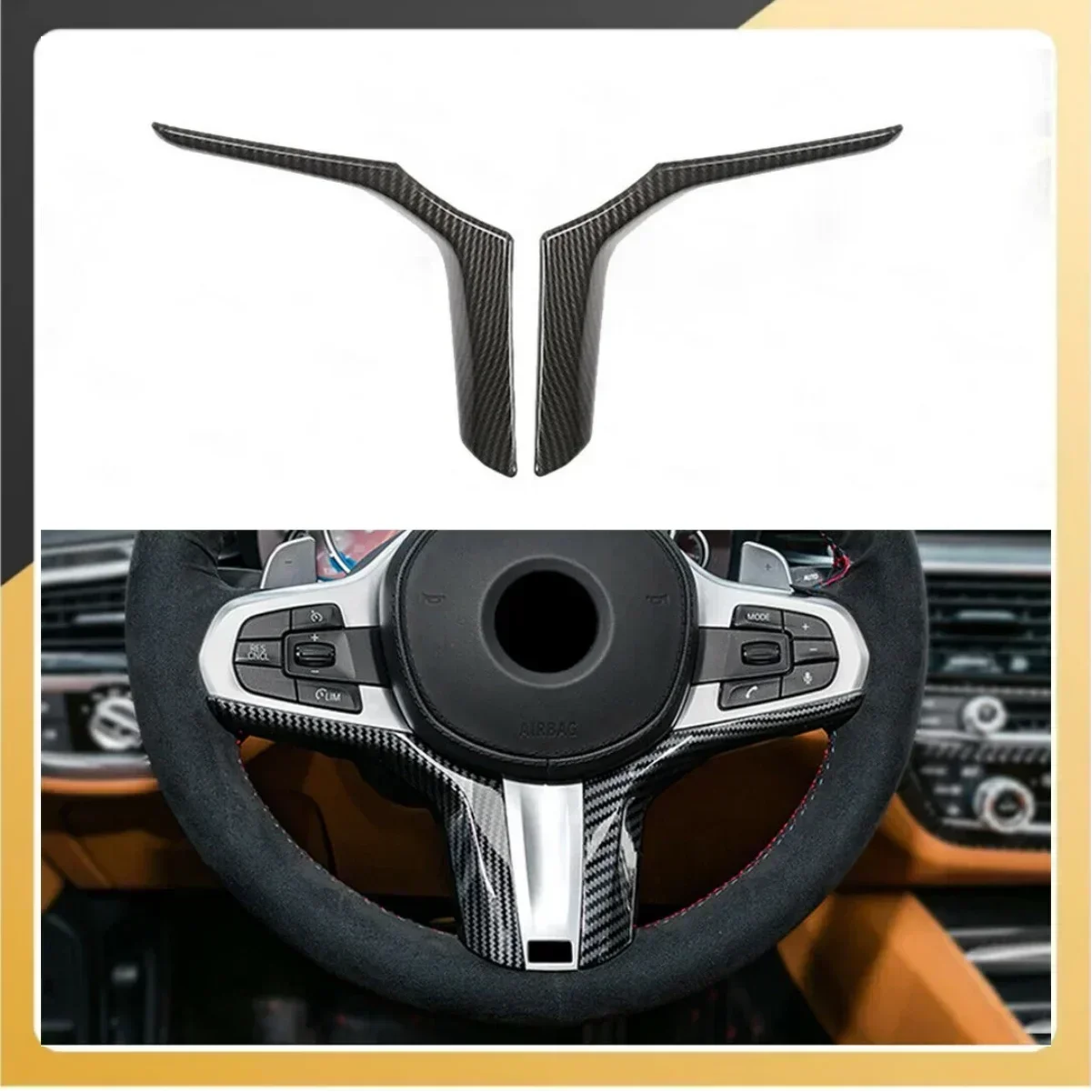 2pcs/Set Carbon Fiber Car Steering Wheel Switch Trims For BMW 2 Series F44  For 2 3 4 5 6 7 8 Series G22/G23/G26 X3 X4 X6 X7