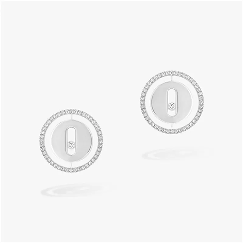 French Jewelry collection women's S925 sterling silver earrings.Move amulet earing.Smooth frame.Gifts for girlfriends