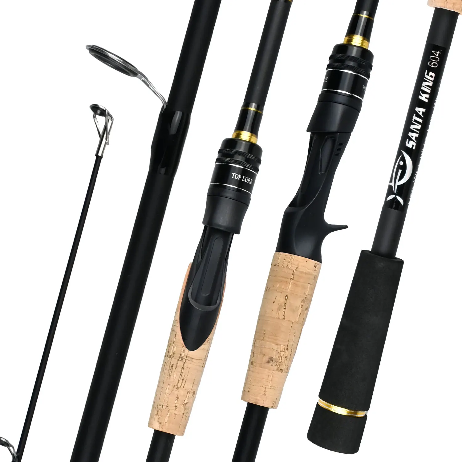 

Удочка для приманки SantaKing из углеродного волокна, портативная 4-секционная спиннинговая/кастинговая удочка 1,8 м/2,1 м, ручка из ЭВА, катушкодержатель из АБС-пластика