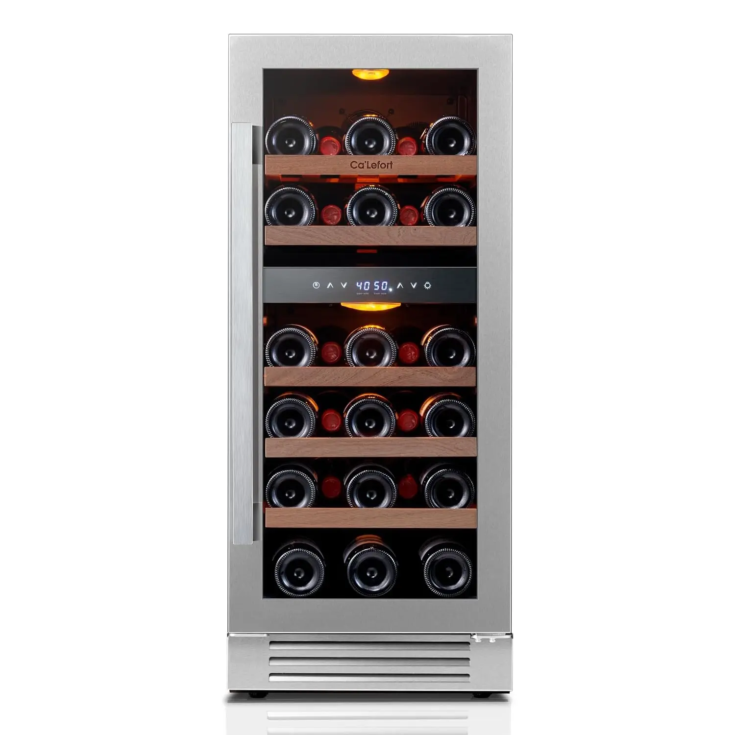 

15 Inch 28 Bottle Dual Zone Wine Fridge 40-65°F Glass Door Built-in or Freestanding Home Bar Kitchen 3.0 cu.ft Customized