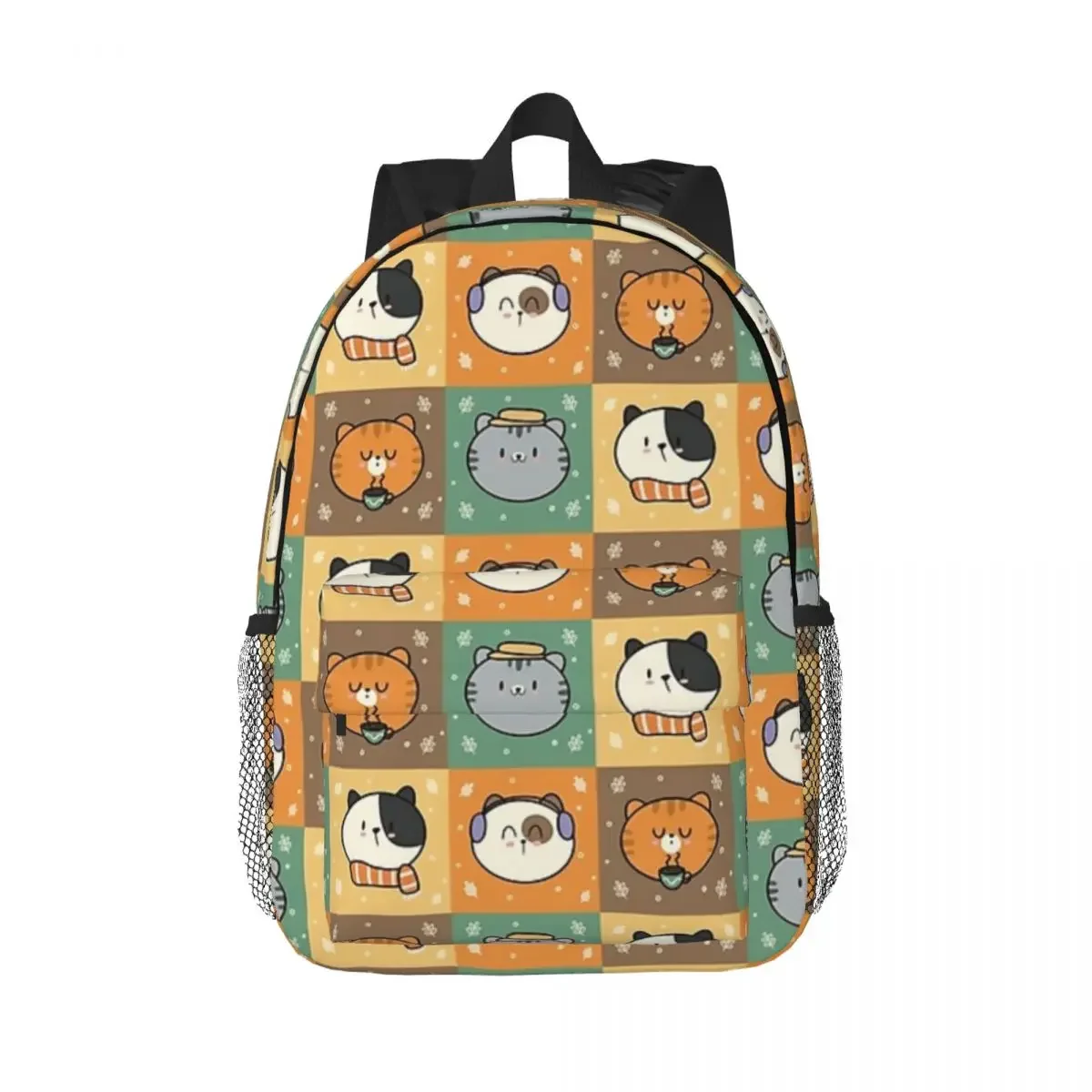 Mochila escolar de gran capacidad para niños y niñas, bolso de hombro para portátil, a la moda, para gatitos, otoño