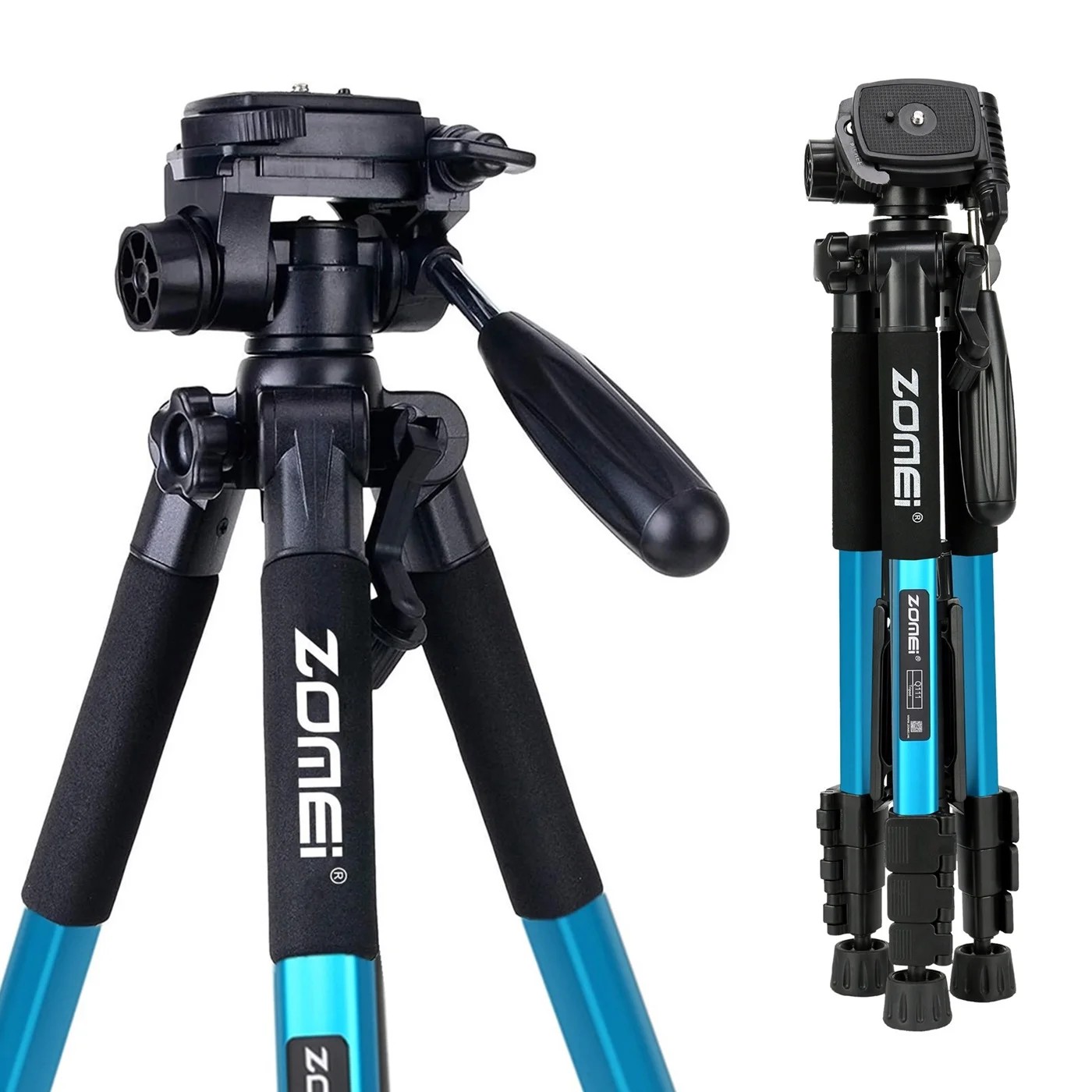 140cm/55.1in Tall Foldable Camera Tripod Stand with for Phone DSLR Video Recording and Travel Photography, Aluminum iPhone Holde