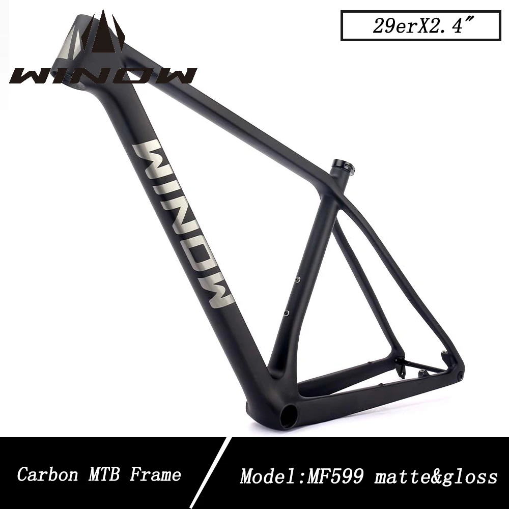 Winowsports Carbon Fiber Hardtail MTB 29er Frame Mountainous Bike Frame 15inch 17inch 19inch Matte Disc Brake Bicycle Frameset