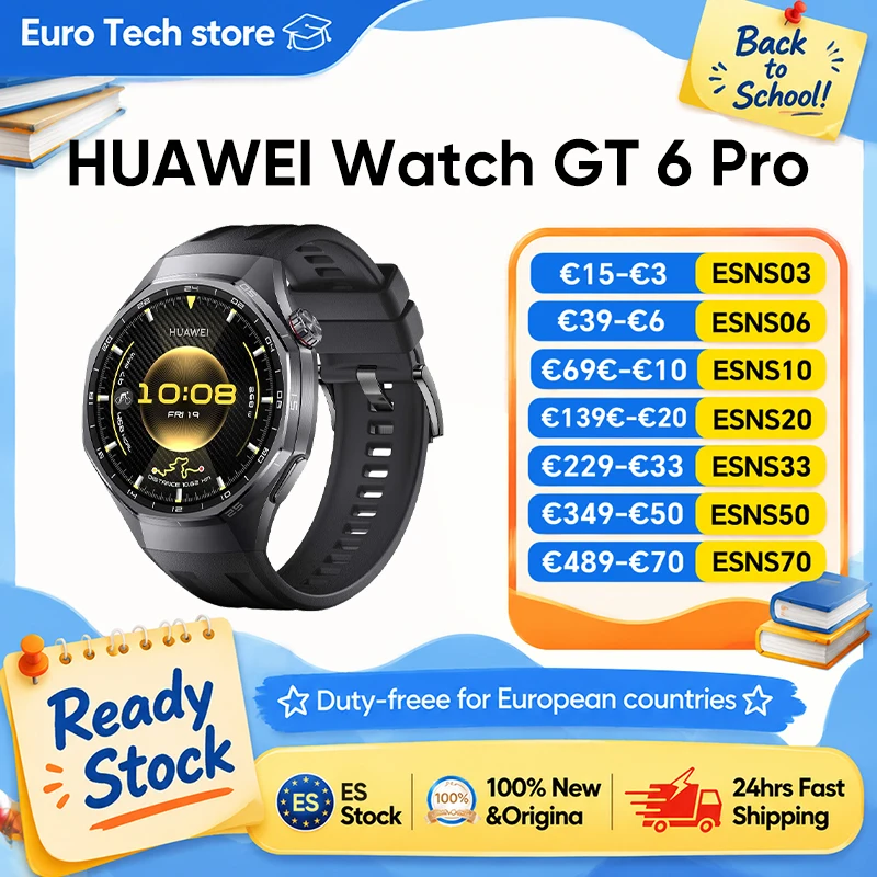 HUAWEI Watch GT 6 Pro 46mm Smartwatch GPS z ekranem dotykowym AMOLED 1.47'', profesjonalne tryby rowerowe, do 21 dni pracy na baterii.