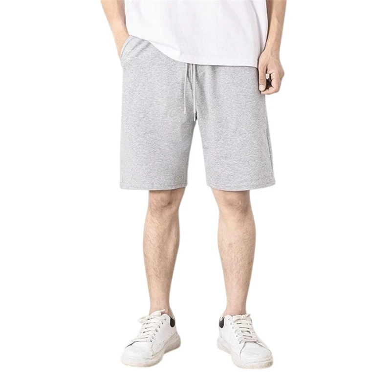 Summer Cotton Men Shorts Solid Color Sweat-absorption and Breathable Casual Panties Keen-Length Size M to 5XL