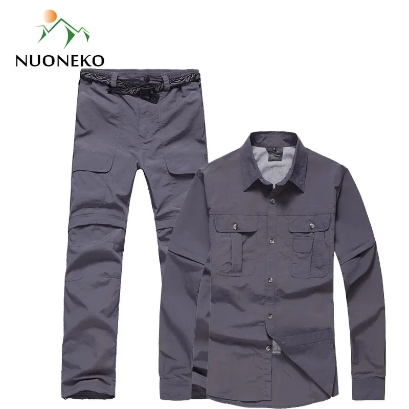 남성용 빠른 건조 탈착식 통기성 하이킹 셔츠 및 바지, 여름 태양 자외선 차단 운동복 수트, 야외 의류 세트, ST02, 신제품 