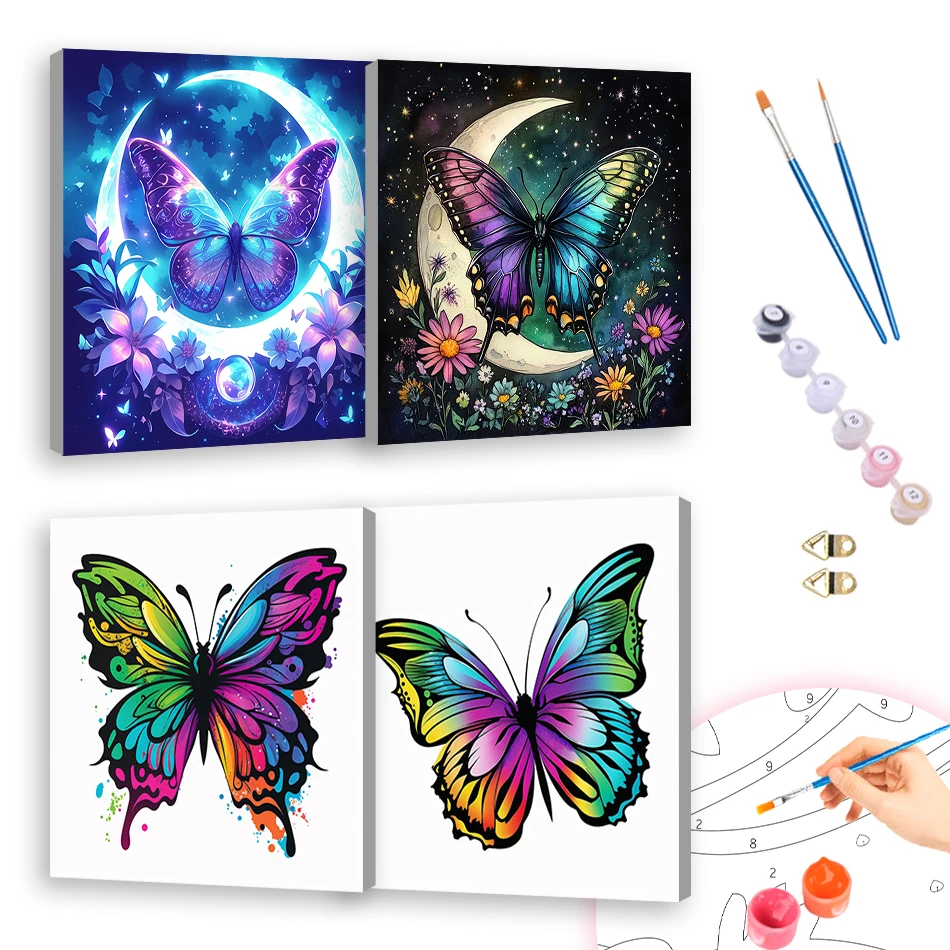 

RUOPOTY Painting Paints By Numbers butterfly 20X20cm ready Frame Oil Picture Drawing Acrylic Paints Handmade Diy Home Decoration