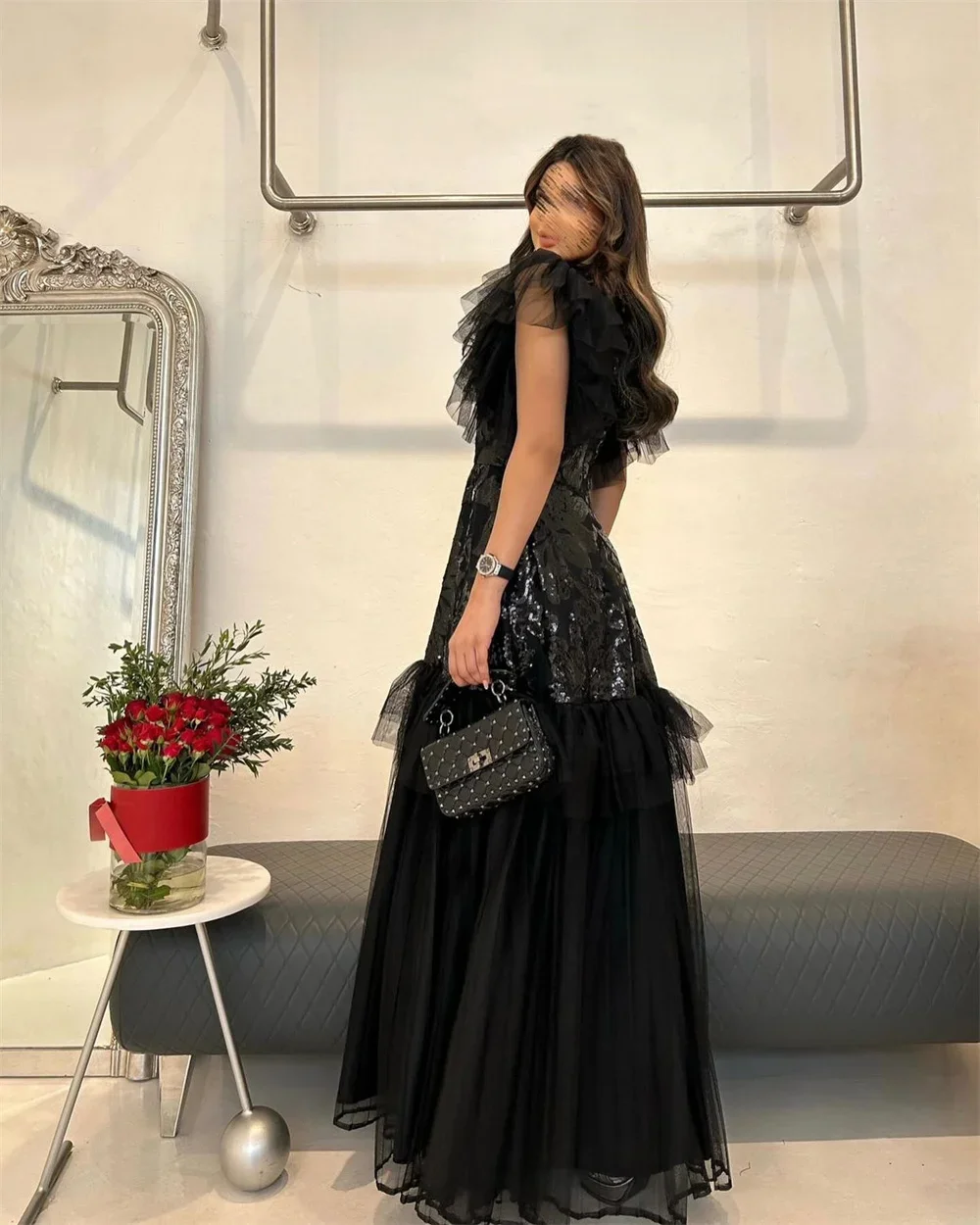 Evening Gown Formal Prom Dress Dearin High Collar A-line Floor Length Skirts Tulle Bespoke Occasion Dresses Saudi Arabia