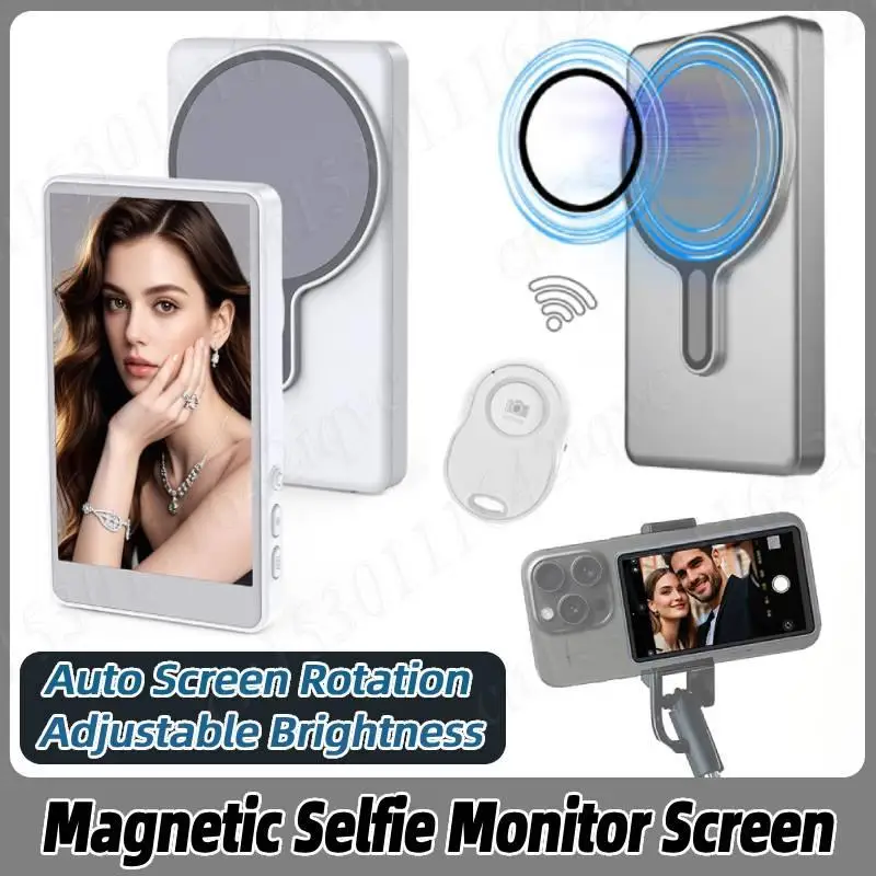 Magnetic Phone Vlog Selfie Monitor Screen Portable Wireless Smartphone Rear Camera Monitor Screen Display for iPhone Android
