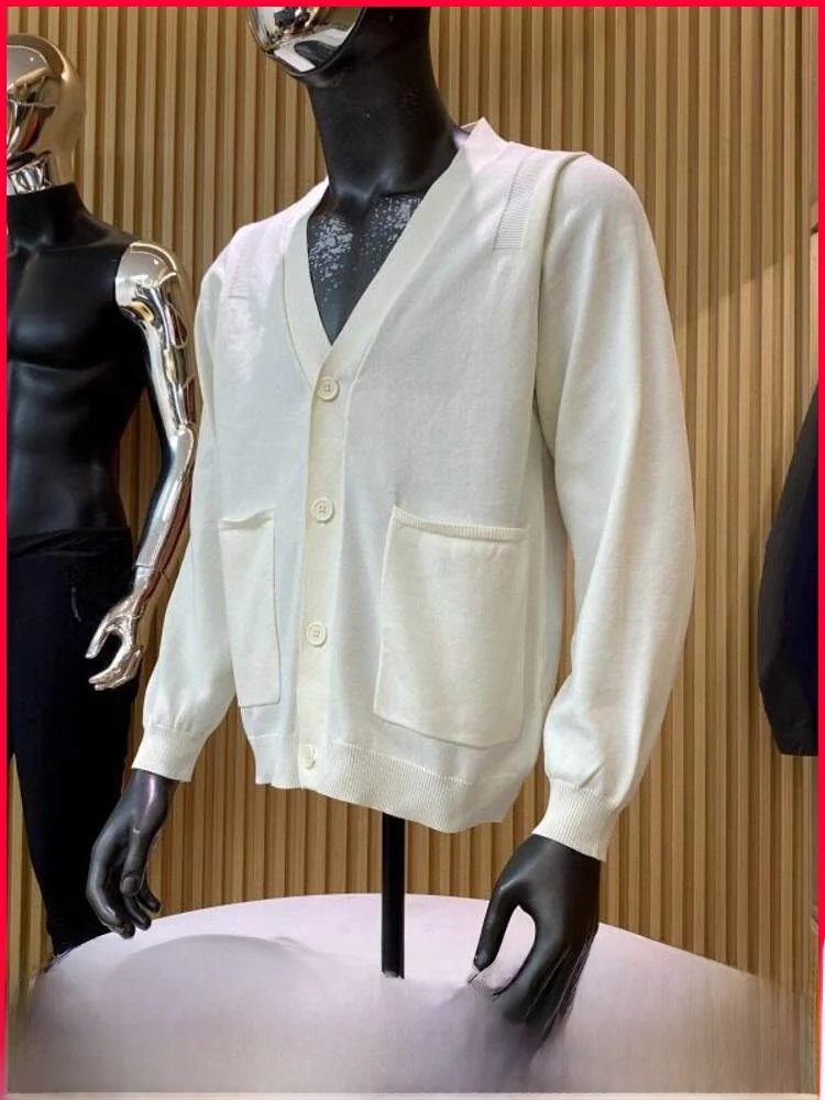 

Laid-ba Sle Knitted Cardigan Coat for Couples V-ne Loose Fit Autumn New Arrival Men's Women's Faion Urban Sle