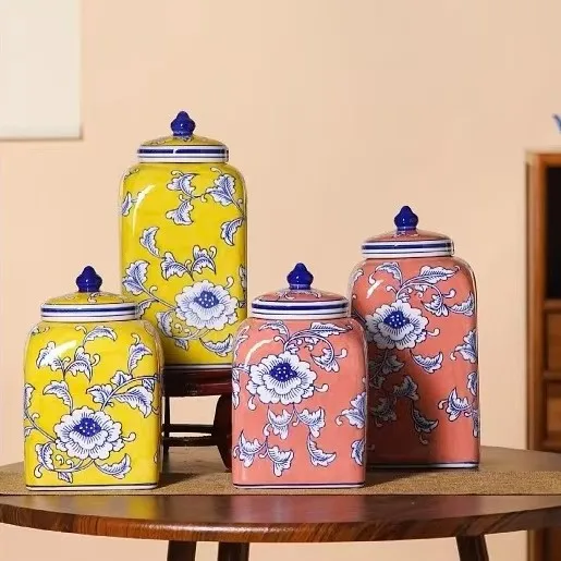 

Peony flower color storage tank coffee table living room flower arrangement advanced hydroponics retro dried flowers